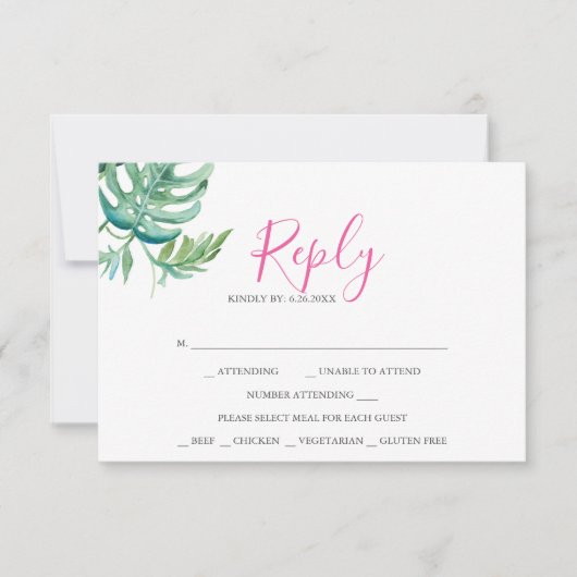 Tropische Waterverf Antwoord RSVP-kaarten (Voorkant)