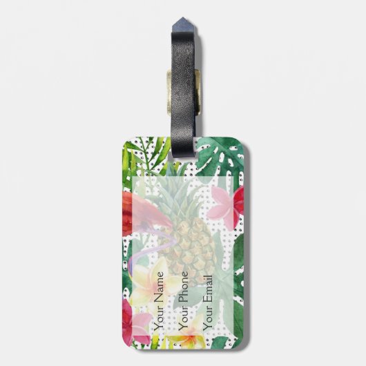 Tropische Waterverf Bagagelabel (Achterkant verticaal)