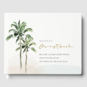 Tropische Waterverf Beach Palm Trees bruiloft Gastenboek (Voorkant)