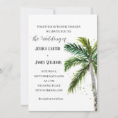 Tropische Waterverf Beach Palm Trees bruiloft Kaart (Voorkant)