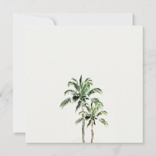Tropische Waterverf Beach Palm Trees bruiloft Kaart (Achterkant)