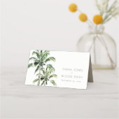 Tropische Waterverf Beach Palm Trees bruiloft Plaatskaartje (Voorkant)