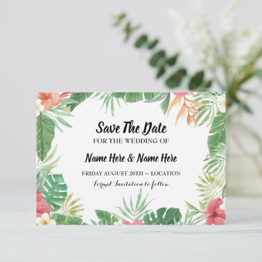 Tropische Waterverf Bewaar de datum Aloha Invite Save The Date (Staand voorkant)