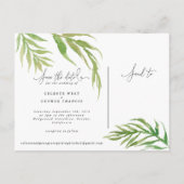 Tropische waterverf bladerblad, behalve de datum aankondigingskaart (Achterkant)