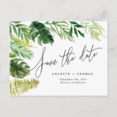 Tropische waterverf bladerblad, behalve de datum aankondigingskaart (Voorkant)