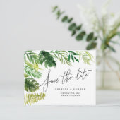 Tropische waterverf bladerblad, behalve de datum aankondigingskaart (Staand voorkant)