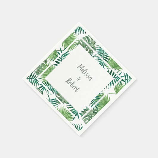 Tropische waterverf bladeren bruid bruidegom trouw servet (Hoek)