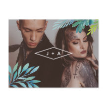 Tropische Waterverf bladeren de datum opslaan