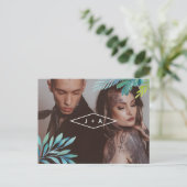 Tropische Waterverf bladeren de datum opslaan Aankondigingskaart (Staand voorkant)