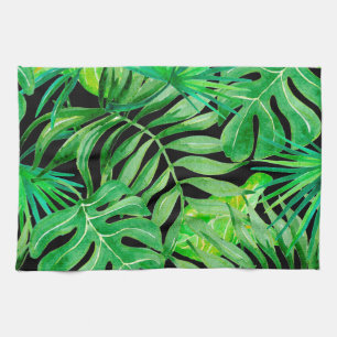 Tropische Waterverf bladeren: naadloze elegantie. Theedoek