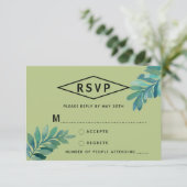 Tropische Waterverf bladeren RSVP (Staand voorkant)