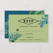 Tropische Waterverf bladeren RSVP (Voorkant / Achterkant)