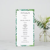Tropische Waterverf Bladeren Trouwprogramma Kaart (Staand voorkant)