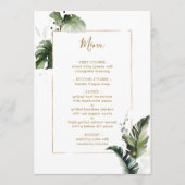 Tropische Waterverf Bladgroen Goud Bruiloft Menu (Voorkant)