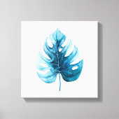 Tropische Waterverf Blauw Monstera Illustratie Canvas Afdruk (Voorkant)