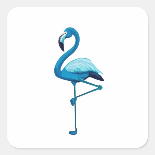 Tropische Waterverf Blauwe Flamingo Vierkante Sticker (Voorkant)