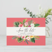 Tropische waterverf bloemelijke save the date (Staand voorkant)