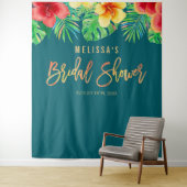 Tropische Waterverf Bloemen Bruidsdouche Achtergro Wandkleed (In situ)