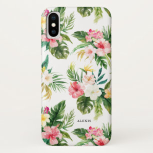 Tropische Waterverf bloemen en bladpatroon Case-Mate iPhone Case