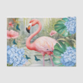 Tropische Waterverf Bloemen Flamingo & Vlinders Tissuepapier (Voorkant)