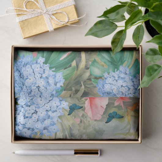 Tropische Waterverf Bloemen Flamingo & Vlinders Tissuepapier (Geschenk)