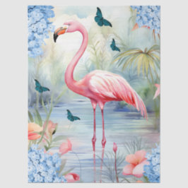 Tropische Waterverf Bloemen Flamingo & Vlinders Tissuepapier