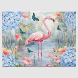 Tropische Waterverf Bloemen Flamingo & Vlinders Tissuepapier