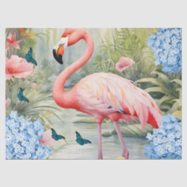Tropische Waterverf Bloemen Flamingo & Vlinders Tissuepapier