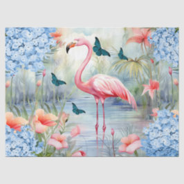 Tropische Waterverf Bloemen Flamingo & Vlinders Tissuepapier