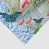 Tropische Waterverf Bloemen Flamingo & Vlinders Tissuepapier (Detail)