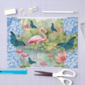 Tropische Waterverf Bloemen Flamingo & Vlinders Tissuepapier (Craft)