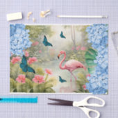 Tropische Waterverf Bloemen Flamingo & Vlinders Tissuepapier (Craft)