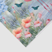Tropische Waterverf Bloemen Flamingo & Vlinders Tissuepapier (Detail)