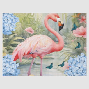 Tropische Waterverf Bloemen Flamingo & Vlinders Tissuepapier