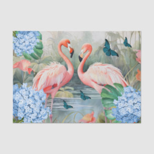 Tropische Waterverf Bloemen Flamingo & Vlinders Tissuepapier