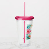Tropische Waterverf Bloemen Gepersonaliseerd Acryl Drinkbeker (Rechts)