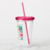 Tropische Waterverf Bloemen Gepersonaliseerd Acryl Drinkbeker (Links)