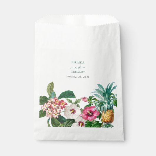 Tropische Waterverf Bloemen & Groen Bruiloft Bedankzakje (Voorkant)