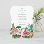 Tropische Waterverf Bloemen & Groen Bruiloft Kaart (Staand voorkant)