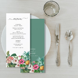 Tropische Waterverf Bloemen & Groen Bruiloft Menu
