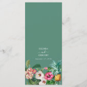 Tropische Waterverf Bloemen & Groen Bruiloft Menu (Achterkant)