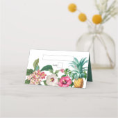 Tropische Waterverf Bloemen & Groen Bruiloft Plaatskaartje (Voorkant)
