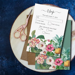 Tropische Waterverf Bloemen & Groen Bruiloft RSVP Kaartje