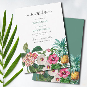 Tropische Waterverf Bloemen & Groen Bruiloft Save The Date