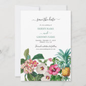 Tropische Waterverf Bloemen & Groen Bruiloft Save The Date (Voorkant)
