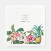 Tropische Waterverf Bloemen & Groen Bruiloft Servet (Voorkant)