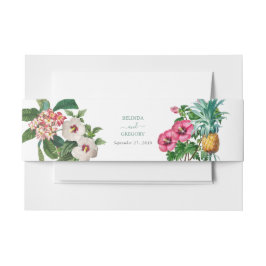 Tropische Waterverf Bloemen & Groen Bruiloft Uitnodigingen Wikkel