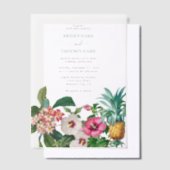 Tropische Waterverf Bloemen & Groen Bruiloft Vellum Uitnodigingen (Offset)