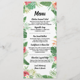 Tropische Waterverf Bloemen Menu Trouwreceptie