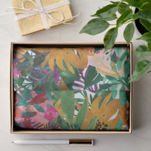Tropische Waterverf bloemen ontkoppeling Tissuepapier (Geschenk)